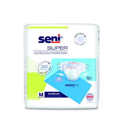 SUPER SENI BREATHABLE ADULT DIAPERS MEDIUM 10 PCS