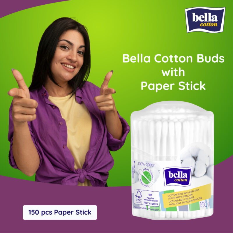 Bella Cotton Buds Octagonal Box Paper Stick 150 Pieces